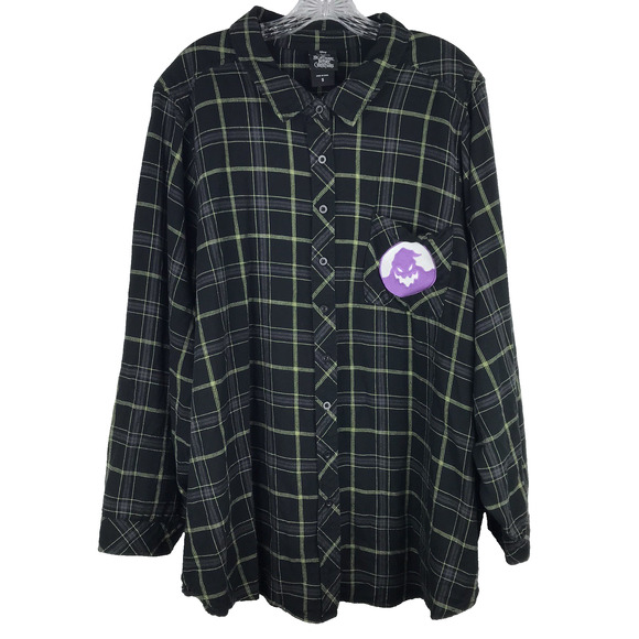 Torrid Nightmare Before Christmas Button Up Flannel Plaid Oogie Boogie Size 5X - Picture 1 of 9